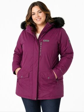 Columbia Omni-Heat Winter Jacket Women’s Large Insulated Faux Fur Hood Coat